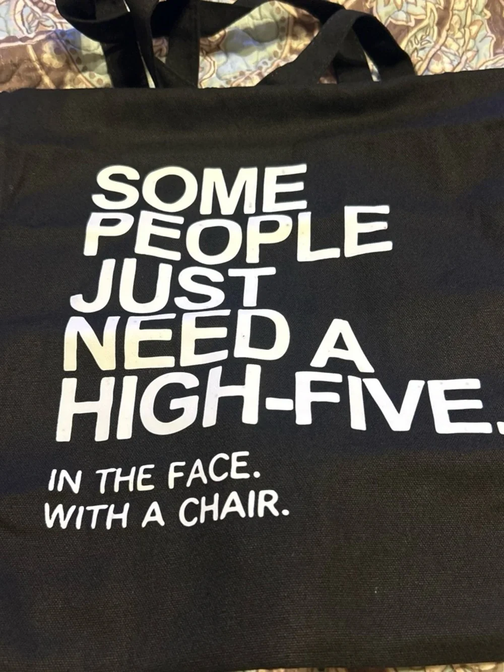 & Other Stories Black Tote with White Text Graphic